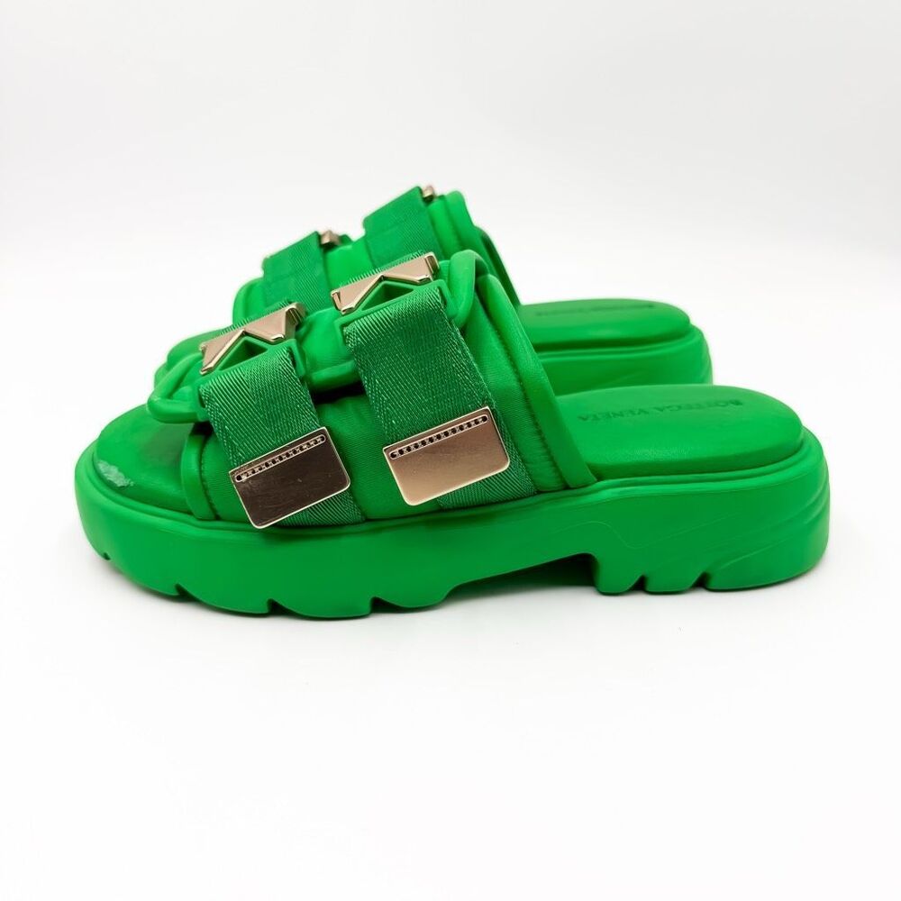 Bottega Veneta Flash Slide Sandals Green Platform Buckle Mules EU 38 US 8 - Picture 5 of 13